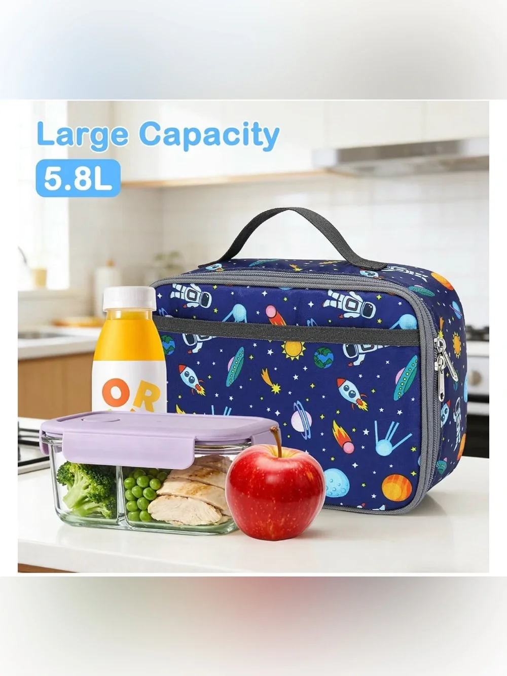 Kids Space Lunch Bag – Blue Astronaut Print
